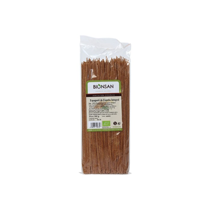 Espaguetis de Espelta integral Ecológico, 500g.