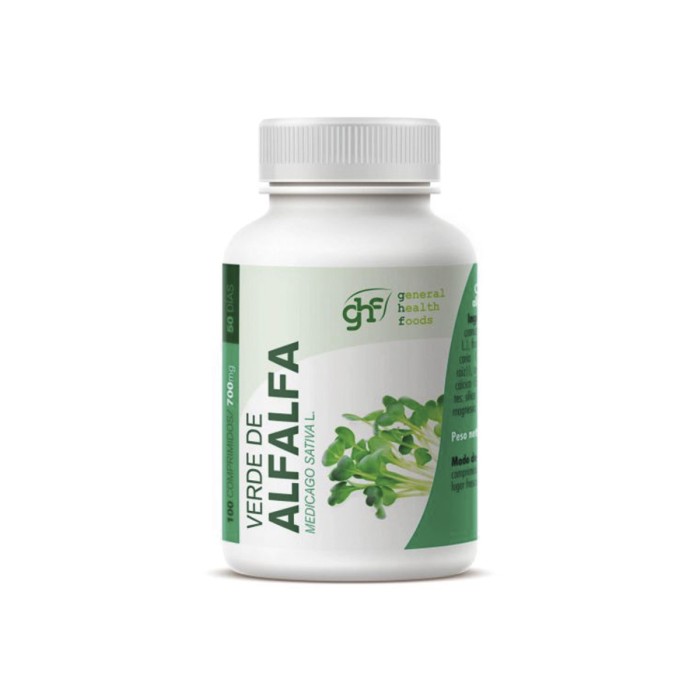 Verde de Alfalfa, 100 Comprimidos de 700mg. 1
