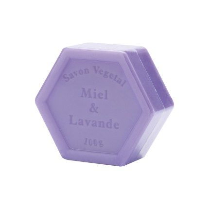 Jabón Hexagonal de Miel y Lavanda, 90g.
