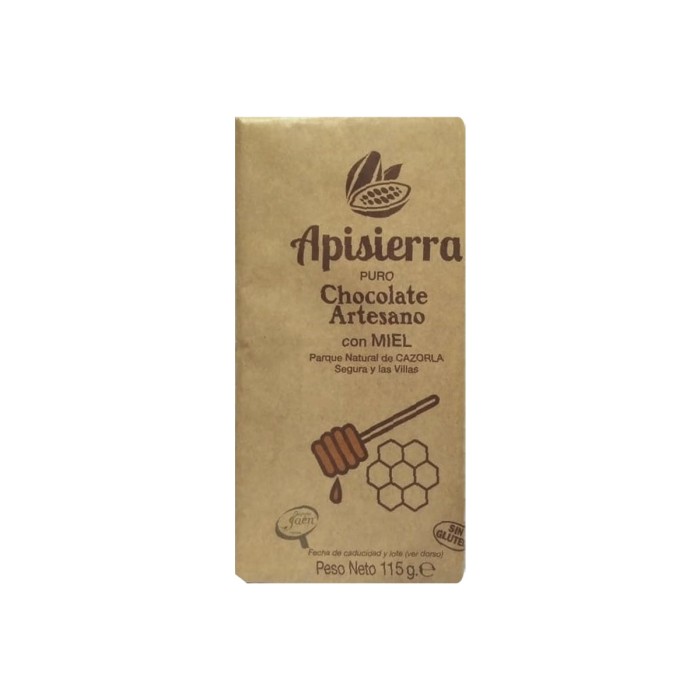 Chocolate puro artesano con miel "Sin Gluten", 115g.