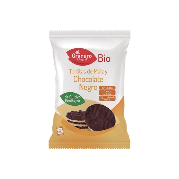 Tortitas de Arroz con Chocolate Negro Bio, 100g.