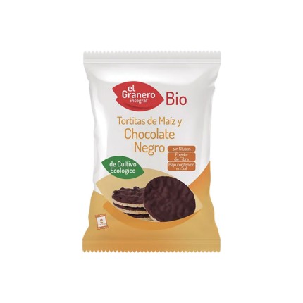 Tortitas de Arroz con Chocolate Negro Bio, 100g.