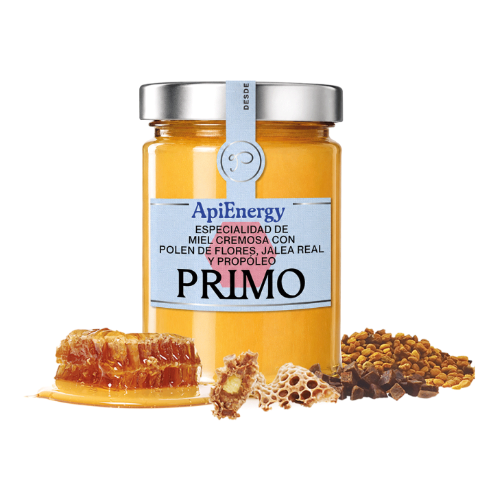 ApiEnergy. Especialidad de Miel Cremosa con Polen de Flores, Jalea Real y Propóleo, 450g. Primo 2