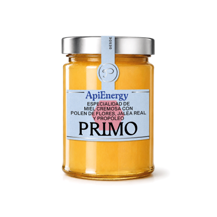 ApiEnergy. Especialidad de Miel Cremosa con Polen de Flores, Jalea Real y Propóleo, 450g. Primo 1