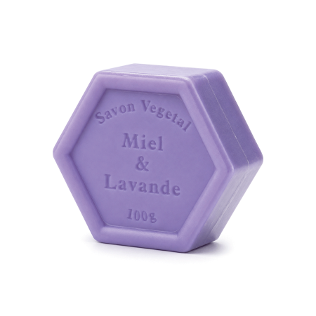 Jabón Hexagonal de Miel y Lavanda, 90g.
