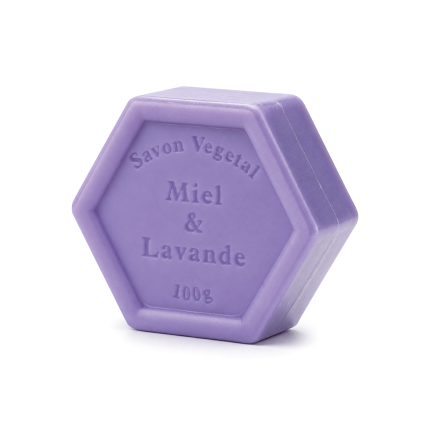 Jabón Hexagonal de Miel y Lavanda, 90g.
