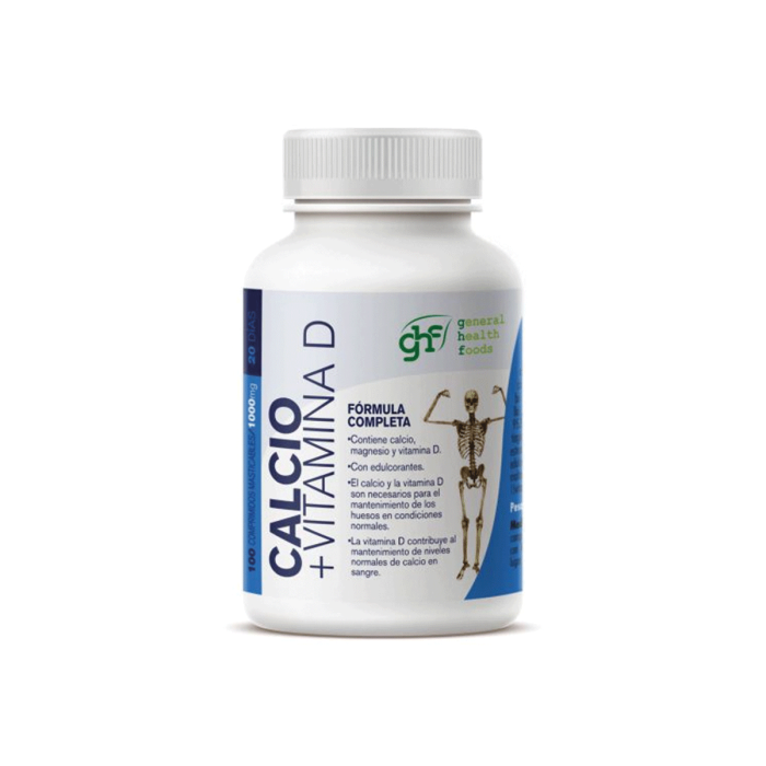 Calcio + Vitamina D, 100 Comprimidos de 1 gramo (20 días) 1