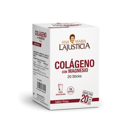 Colágeno con Magnesio Sticks Fresa, 20 Sticks de 4,5g.