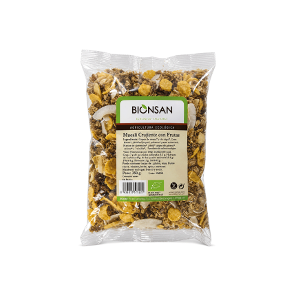 Muesli Crujiente con Frutas Ecológico, 350g.