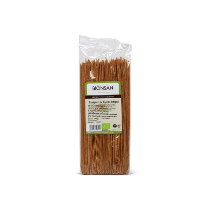 Espaguetis de Espelta integral Ecológico, 500g.