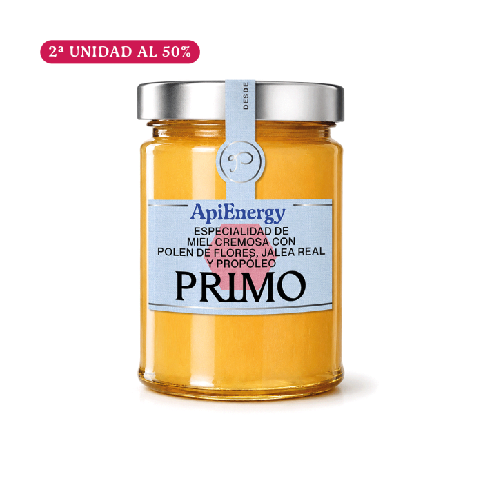 ApiEnergy. Especialidad de Miel Cremosa con Polen de Flores, Jalea Real y Propóleo, 450g. Primo Oferta