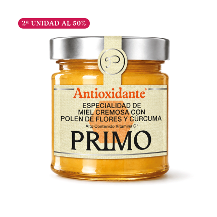 Especialidad de Miel Cremosa con Polen de Flores y Cúrcuma, 250g. Oferta Primo