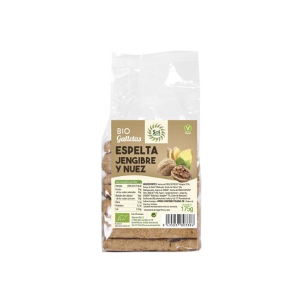 Galletas de Espelta con jengibre y nueces , 175g.