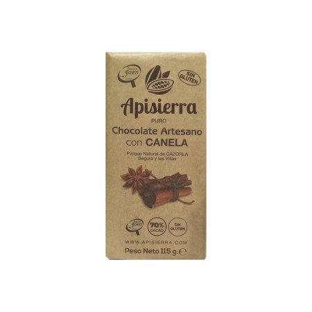 Chocolate puro artesano con Canela "Sin Gluten", 115g. Apisierra