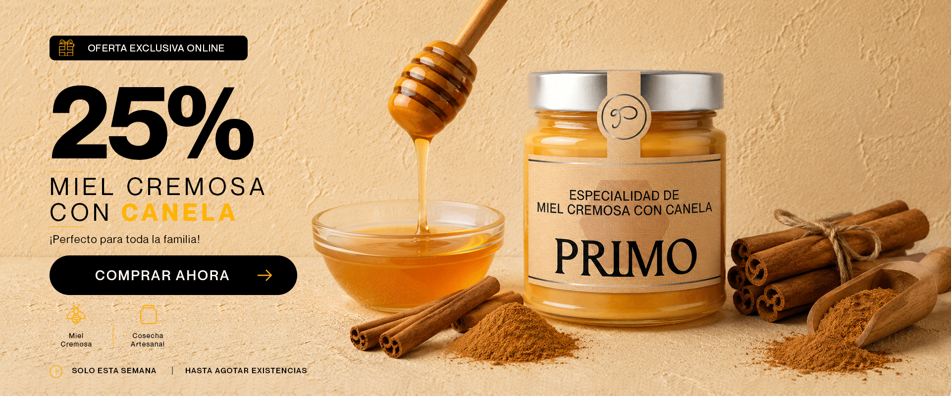 Miel cremosa con canela