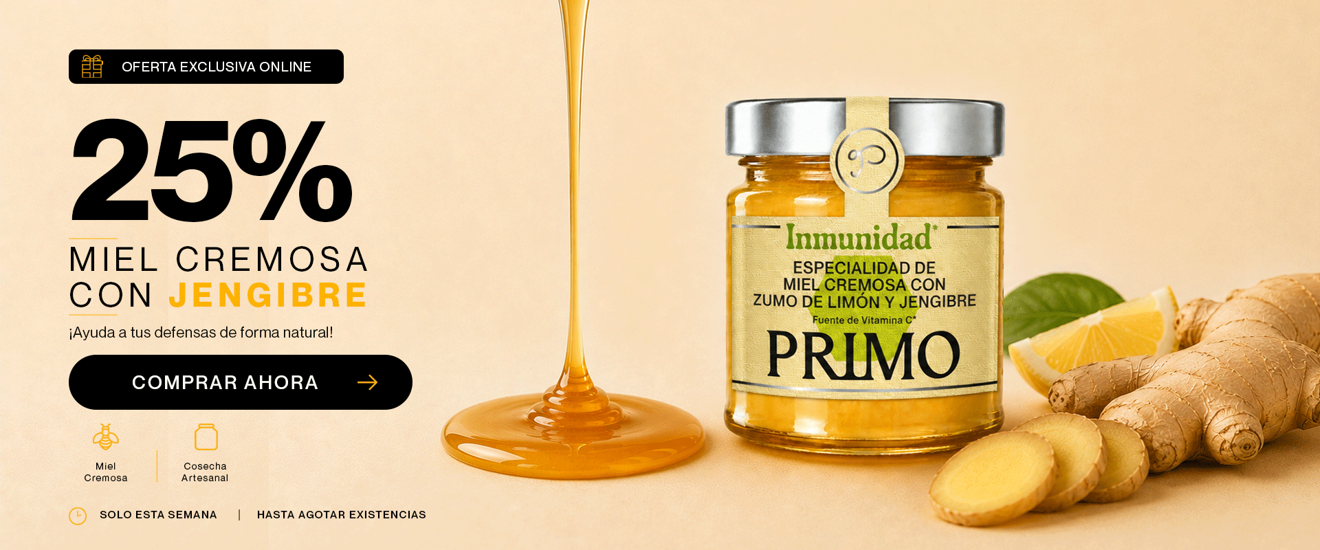 Miel cremosa con jengibre